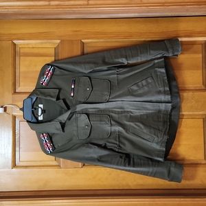 Montana Co. Women's Size Medium Olive Green Jacket, Beaded, EUC